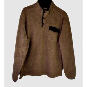 Telluride Men's Fleece Pullover Jacket Tan Sherpa Snap Front Pocket Size XXL